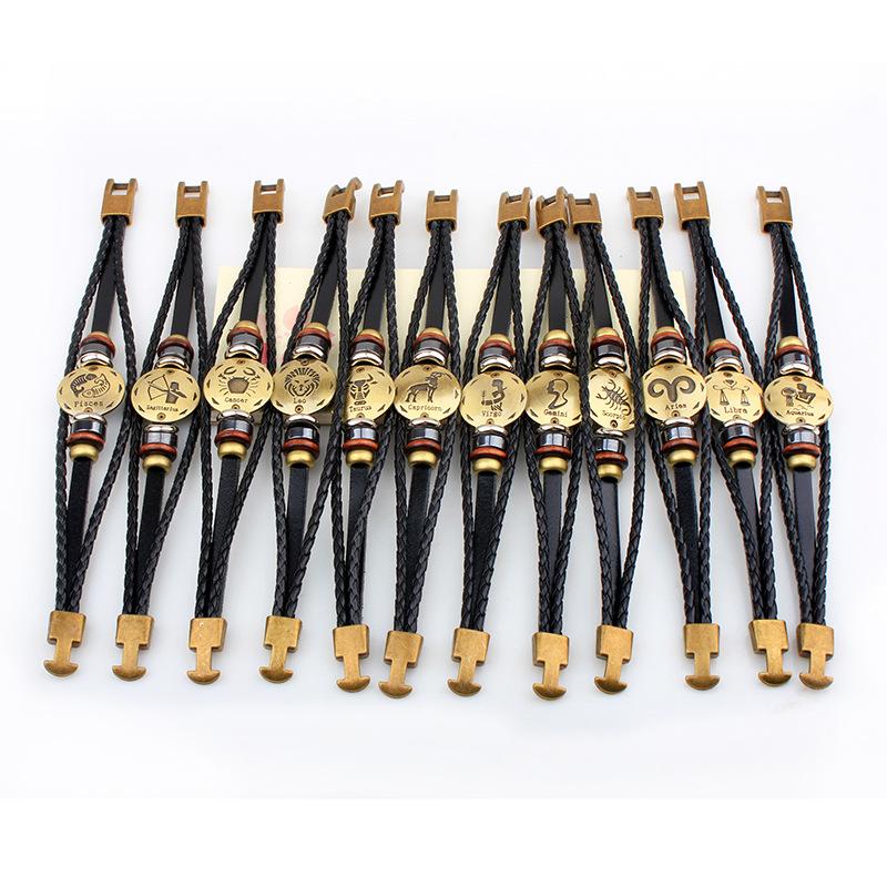 Bronze Alloy Buckles Zodiac Signs Bracelet