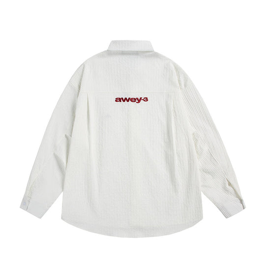 Wrinkle Casual Letter Embroidered Long Sleeved Shirt for Men and Women