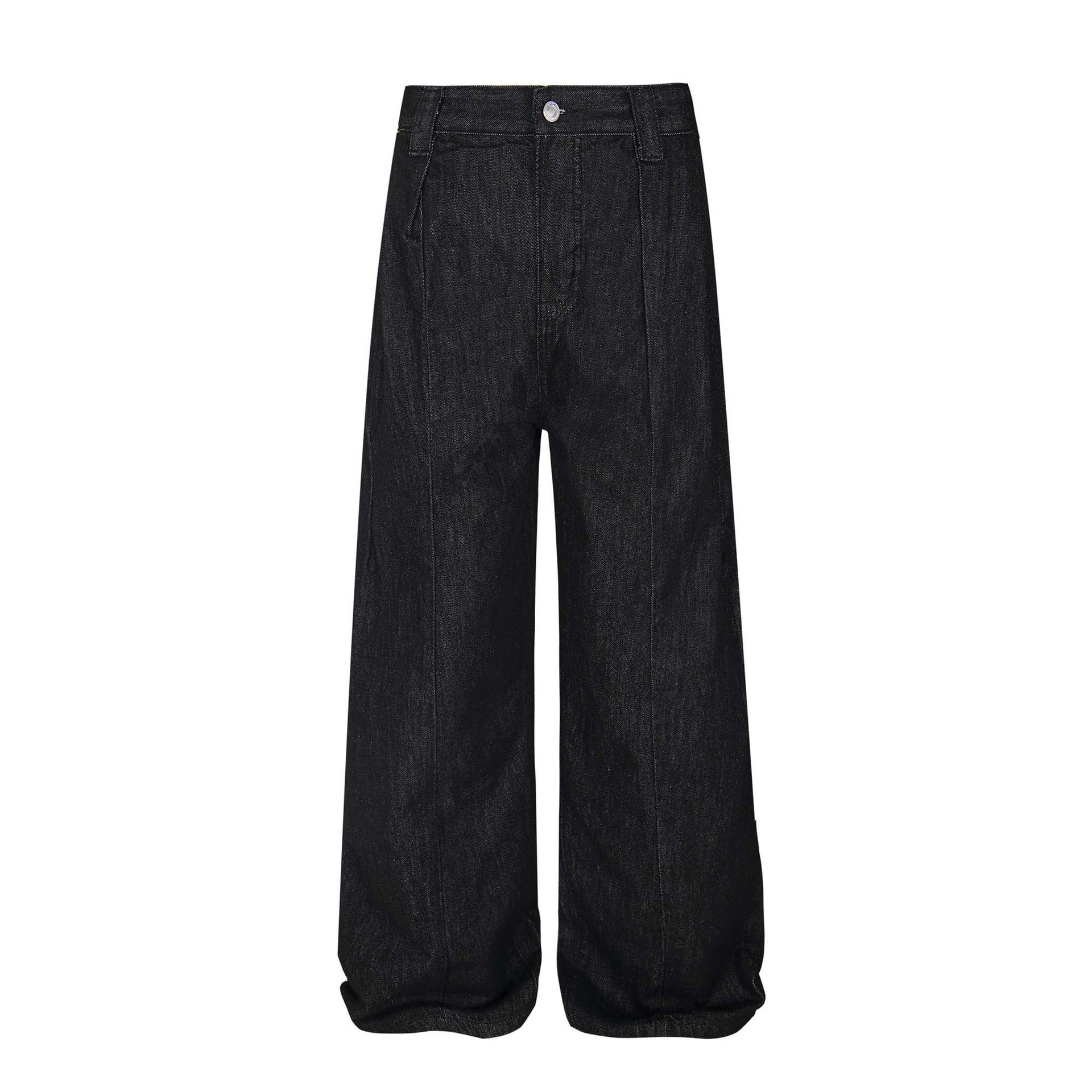 Street Style Pleated Denim Pants