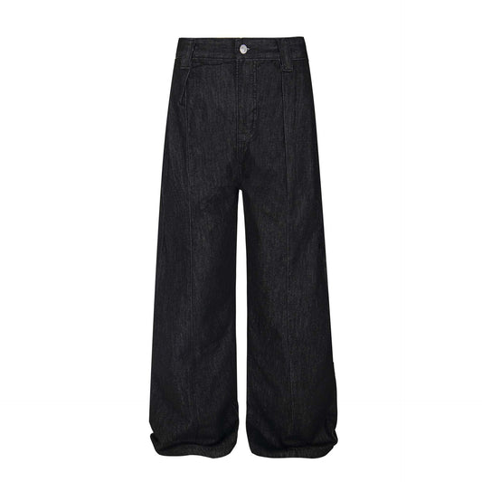 Street Style Pleated Denim Pants