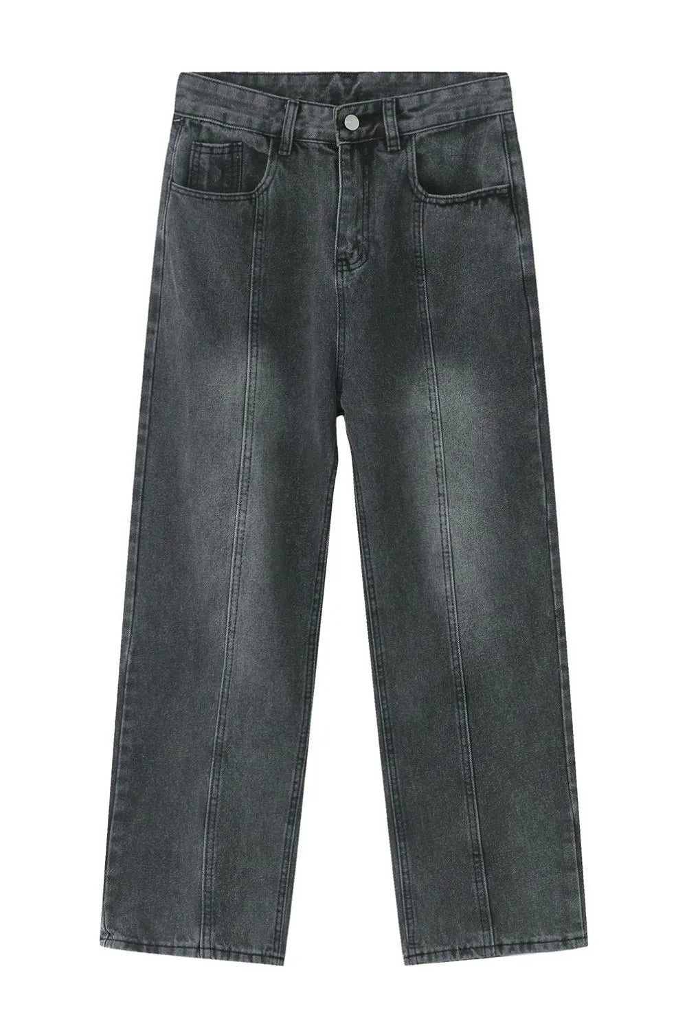 Men's Washed Splicing Straight Leg Jeans - Premium Japanese Denim