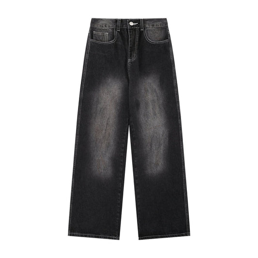 Washed Straight Jeans for Men - Loose Slimming Design Trousers