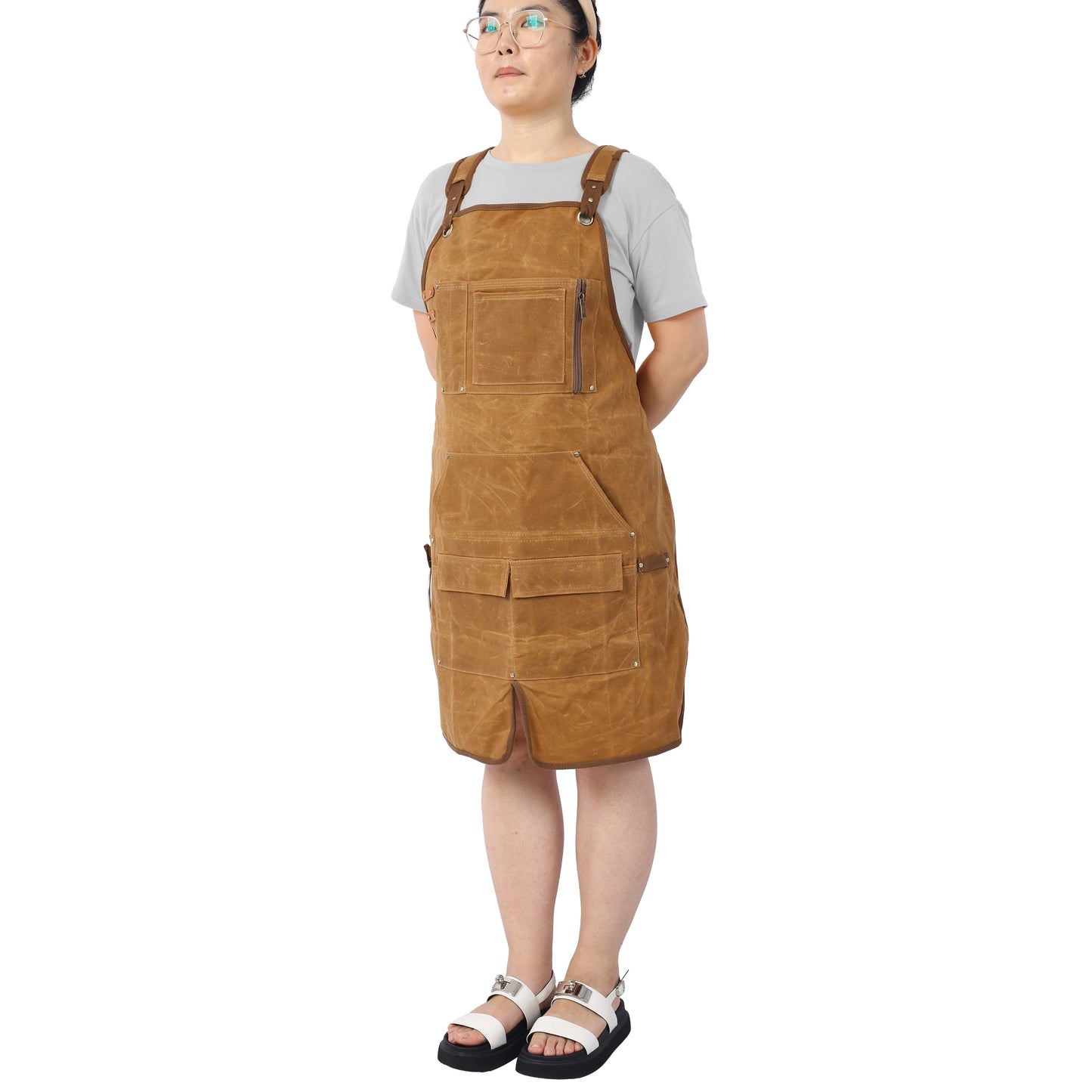 Heavy-Duty Waxed Canvas Carpenter Tool Apron - 18 oz