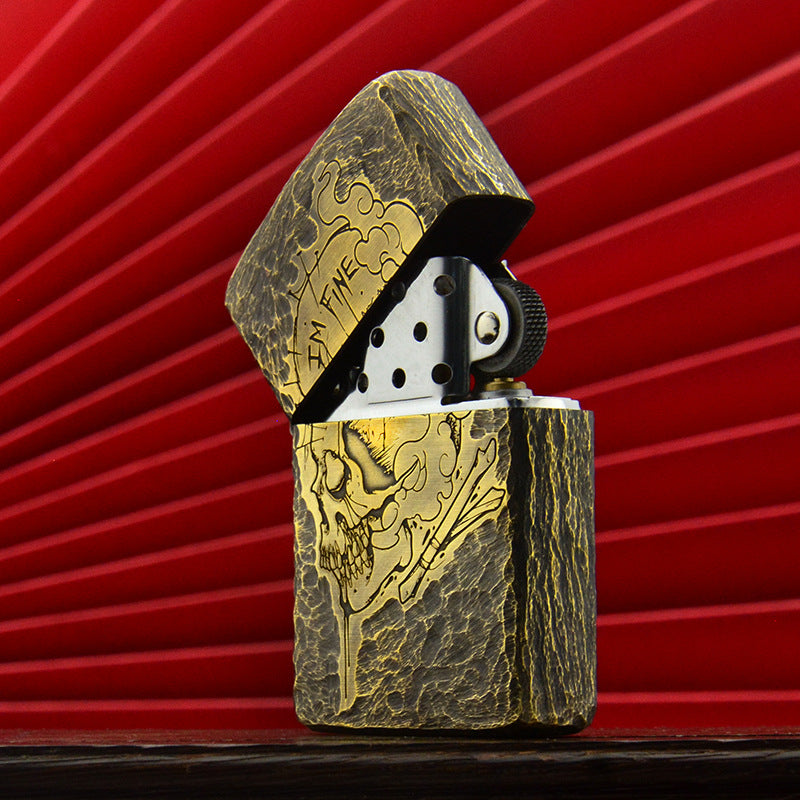 Brass Side Skull Kerosene Lighter