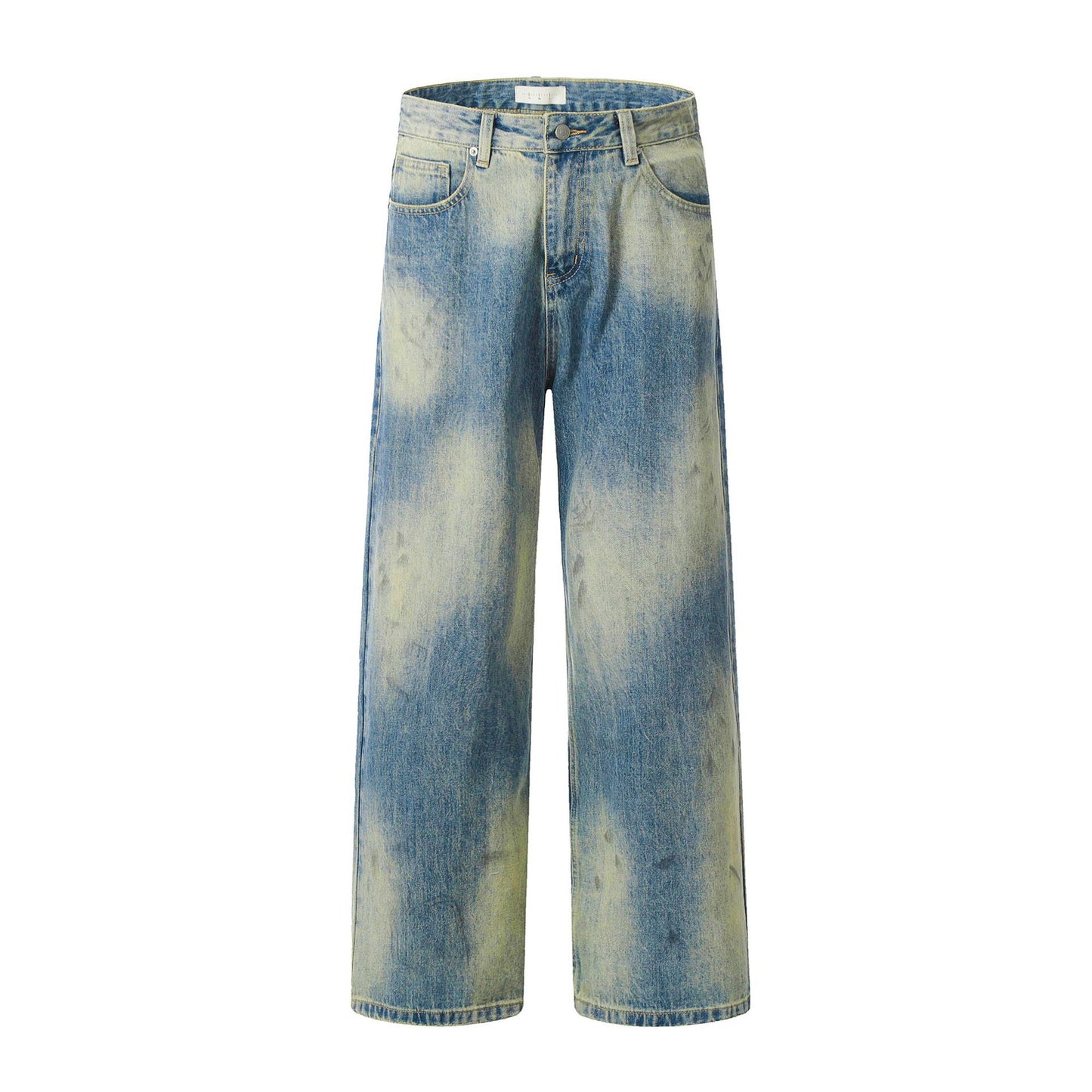 Gradient Faded Scratched Ripped Slim Street Loose Casual Long Pants