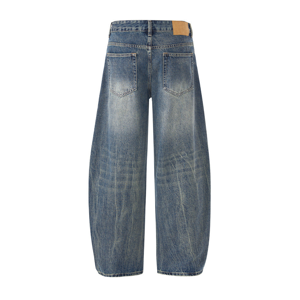 Men's Denim Pants, Washed Bleached Knife Cut, Loose Fit,  Casual Pants for Men