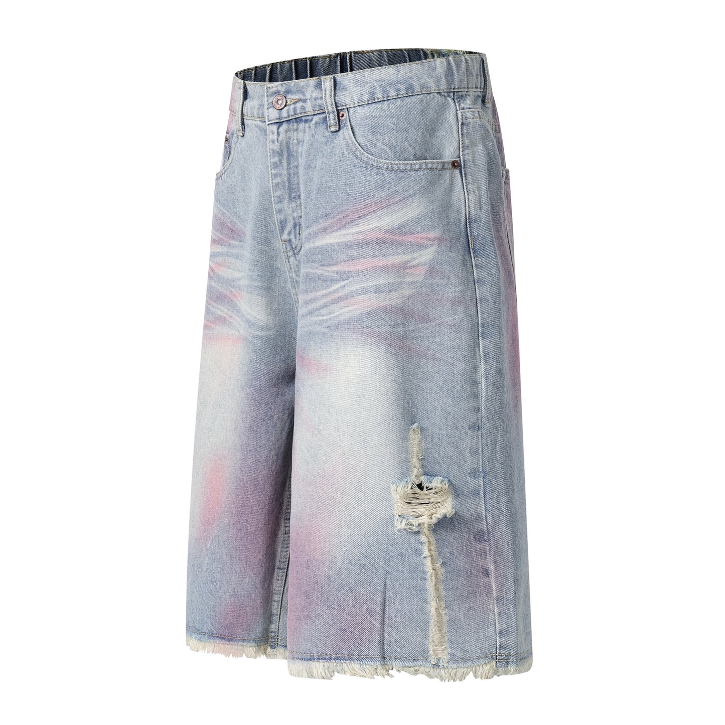 Men's Distressed Denim Shorts – Casual Mid-Length Wide-Leg Trousers with Premium Japanese Craftsmanship