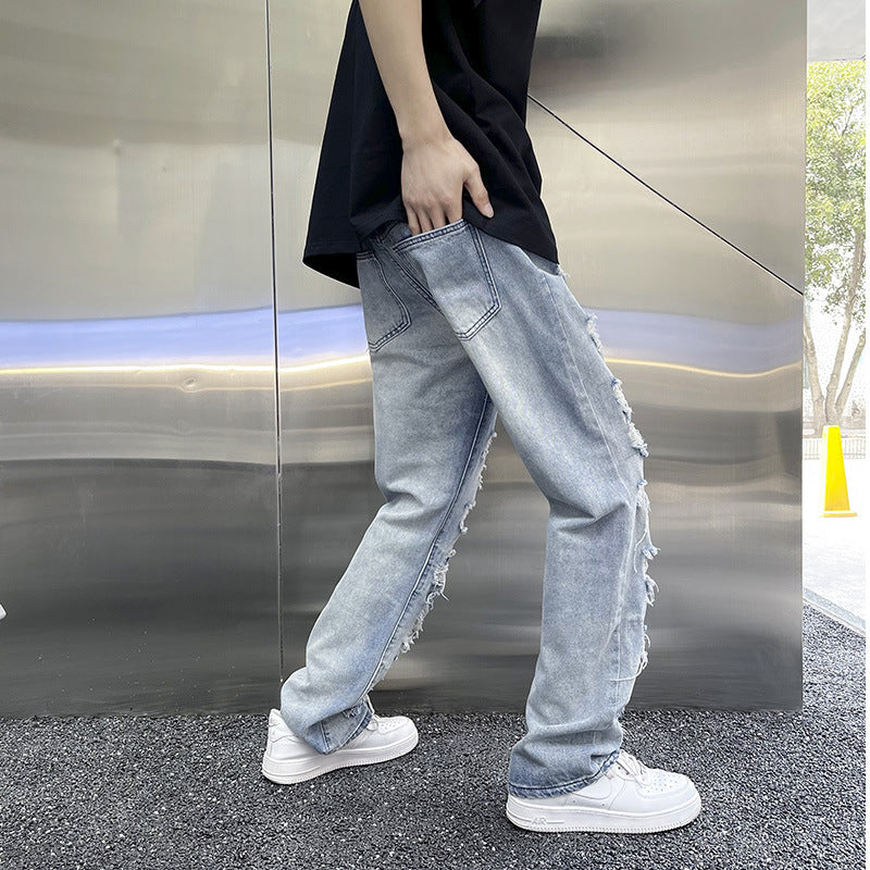 Premium Washed Ripped Denim Beggar Pants for Men and Women