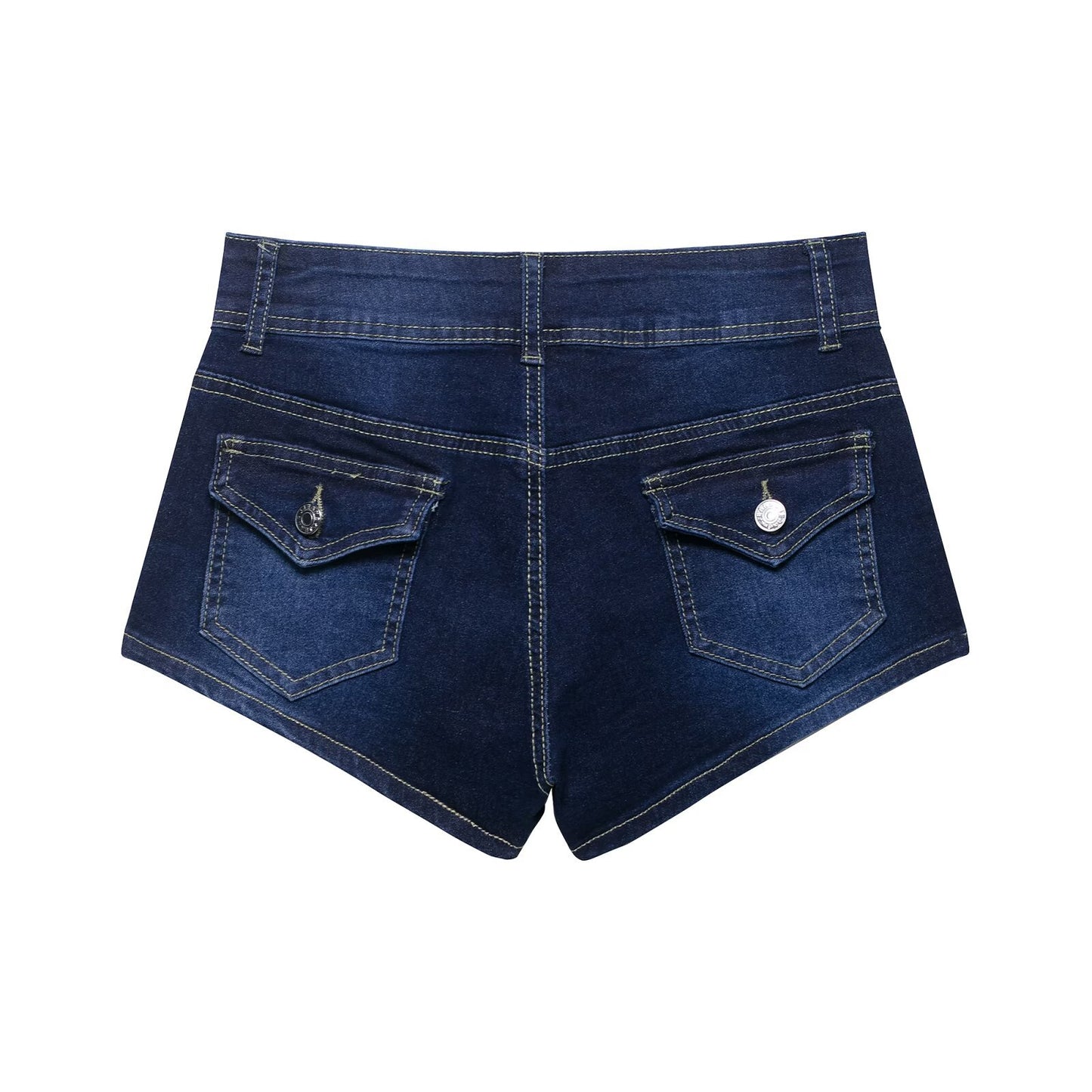 Casual Low-Waisted Buckle Denim Shorts for Women