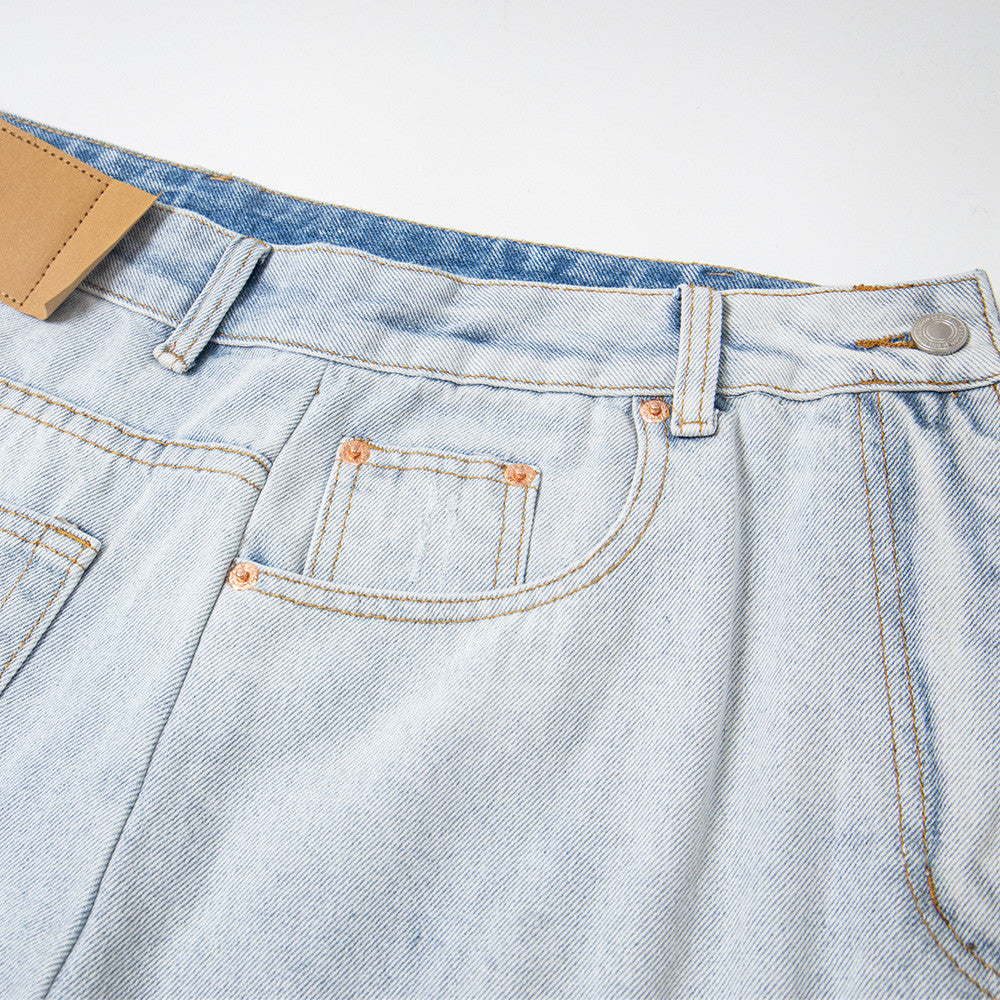 Men's Distressed Patchwork Denim Pants - Unique Punk Style