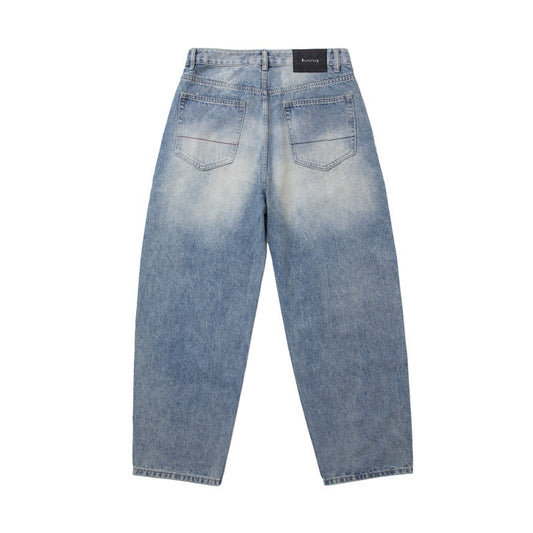 Heavy Washed Fleece Distressed Loose Casual Jeans for Men