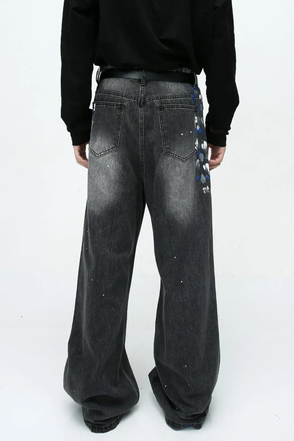 Watercolor Wide Leg Jeans with Pockets