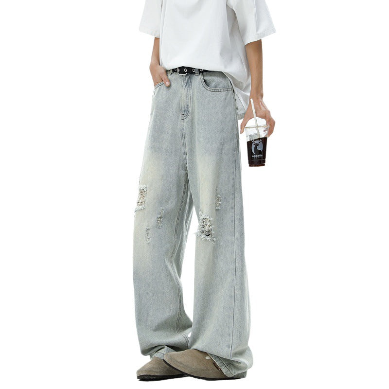 Men's  Loose Straight Leg Denim Jeans Casual Trousers