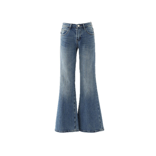 Women's Pattern Low Waist Flared Jeans - Non-Clinging Loose Trumpet Pants