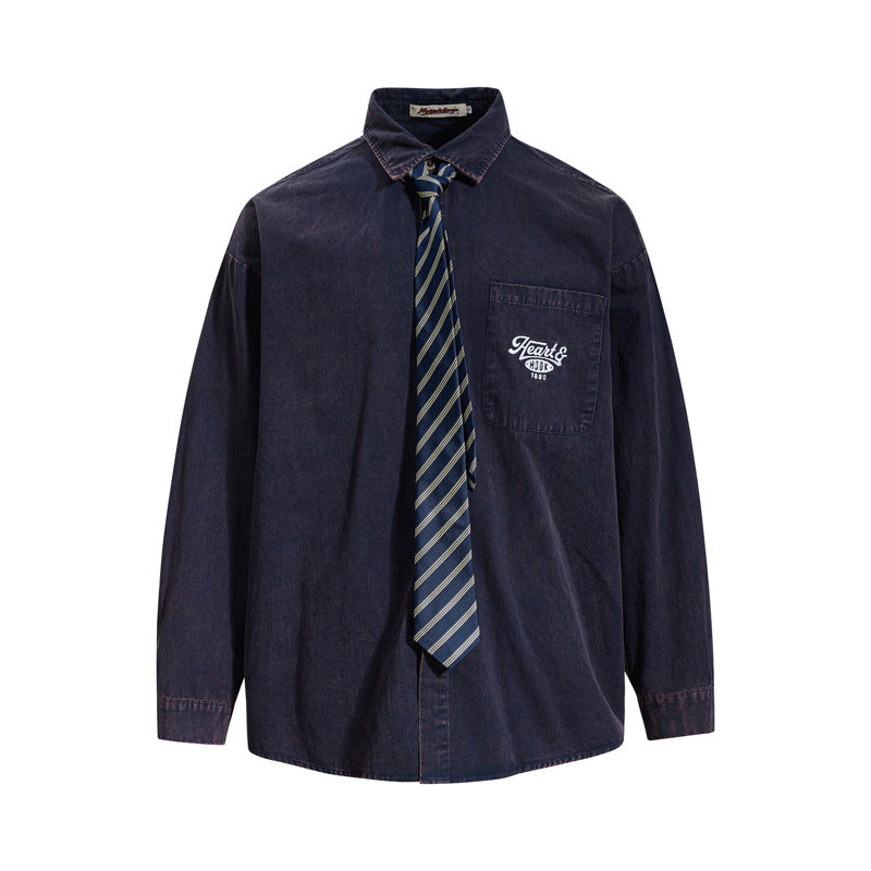 Washed Vintage Long Sleeve Shirt for Men and Women