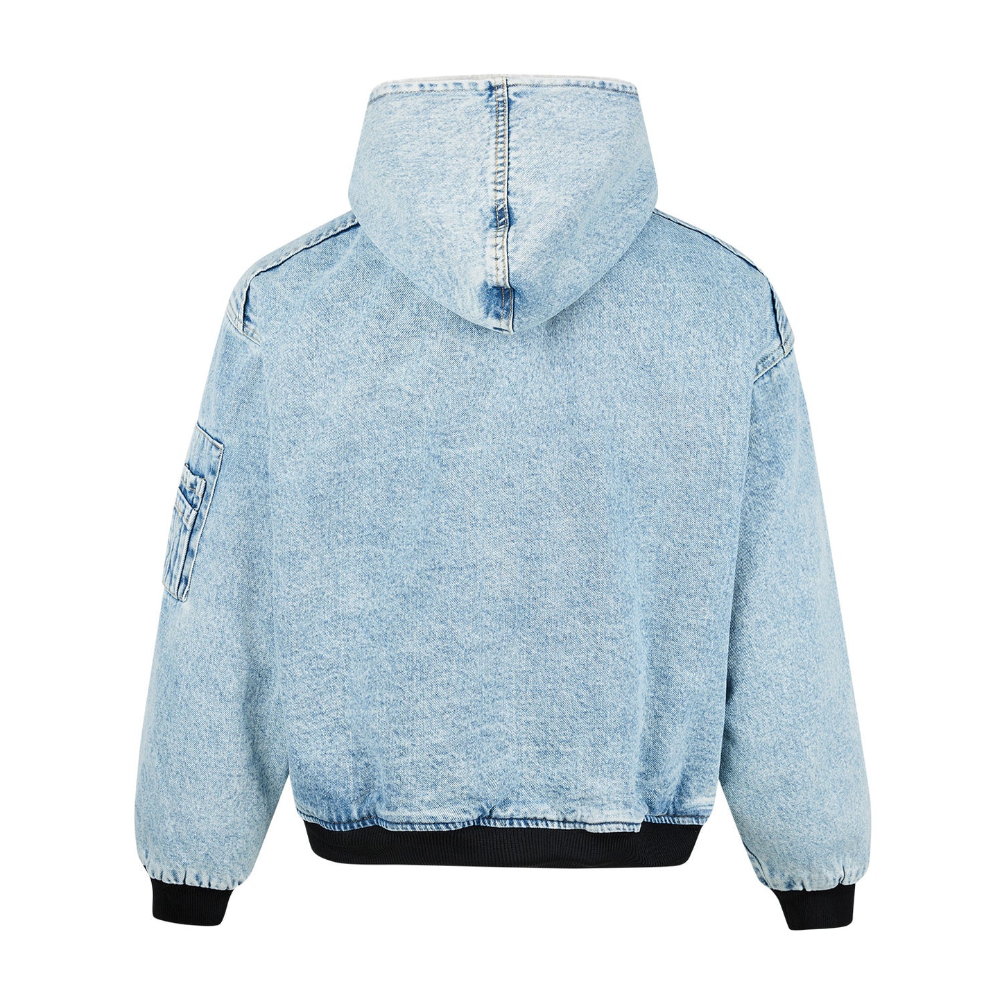 Rabbit Fur Mountain Carving Denim Blue Snowflake Pattern Jacket