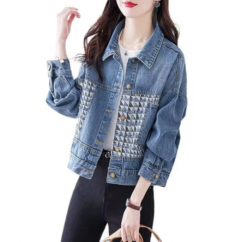 Loose and Stylish Patchwork Korean Denim Top