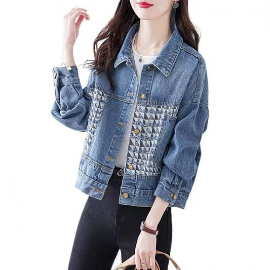 Loose and Stylish Patchwork Korean Denim Top