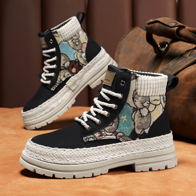 Men's Casual Woven Pattern Boots
