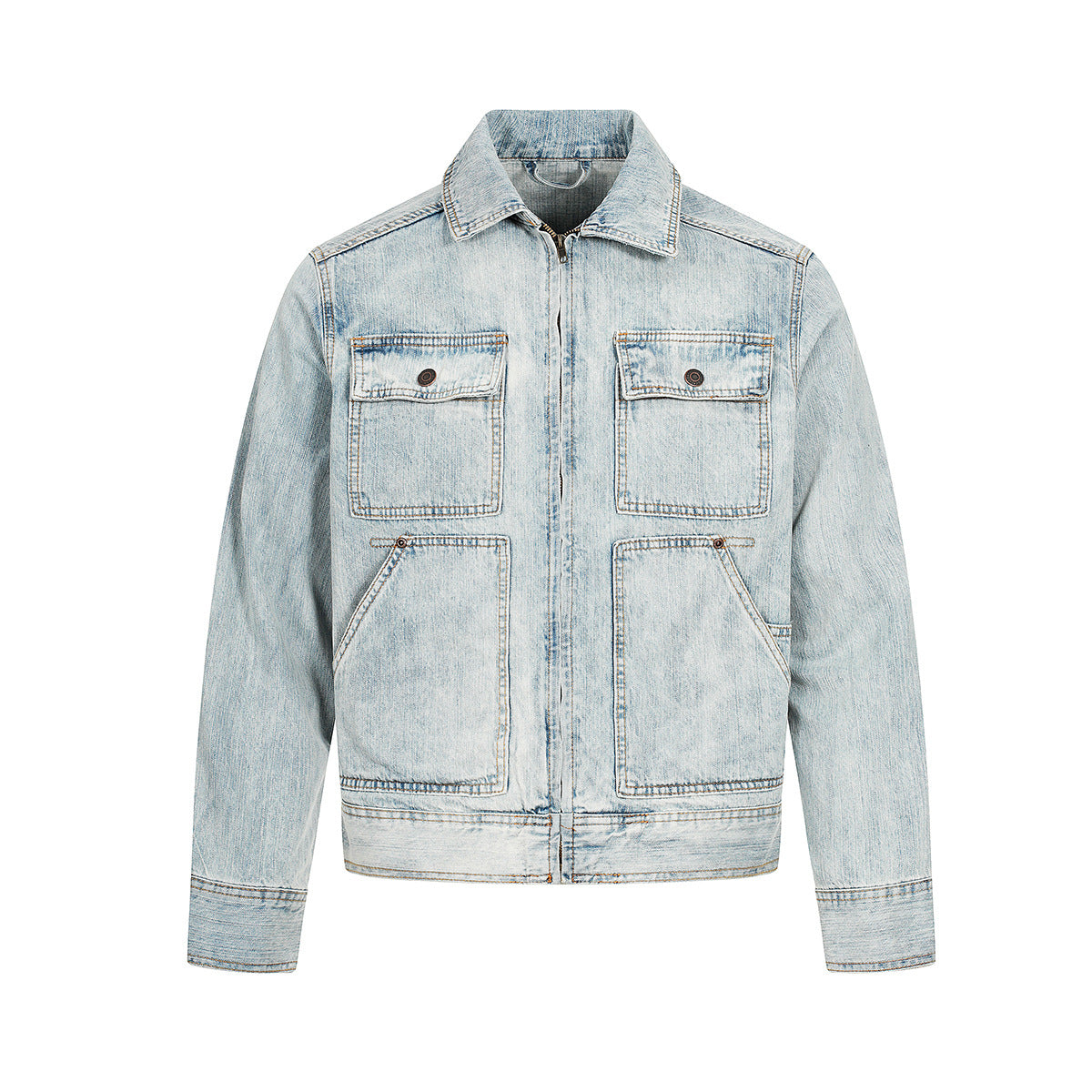 Retro Washed Denim Workwear Jacket