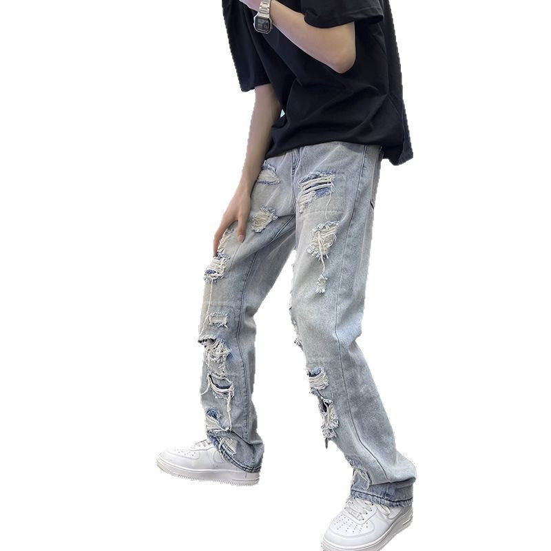 Premium Washed Ripped Denim Beggar Pants for Men and Women