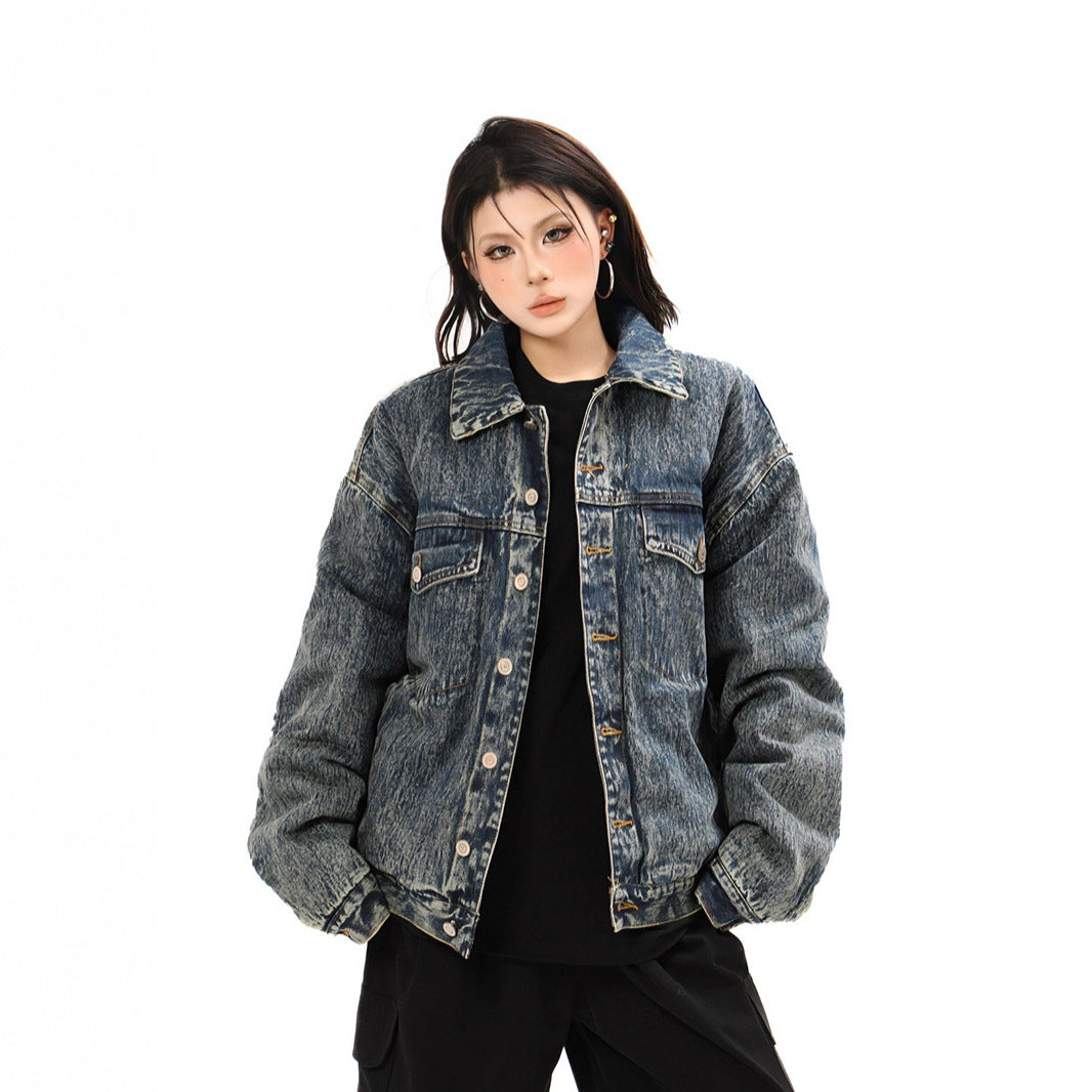Washed Cotton-Padded Denim Jacket
