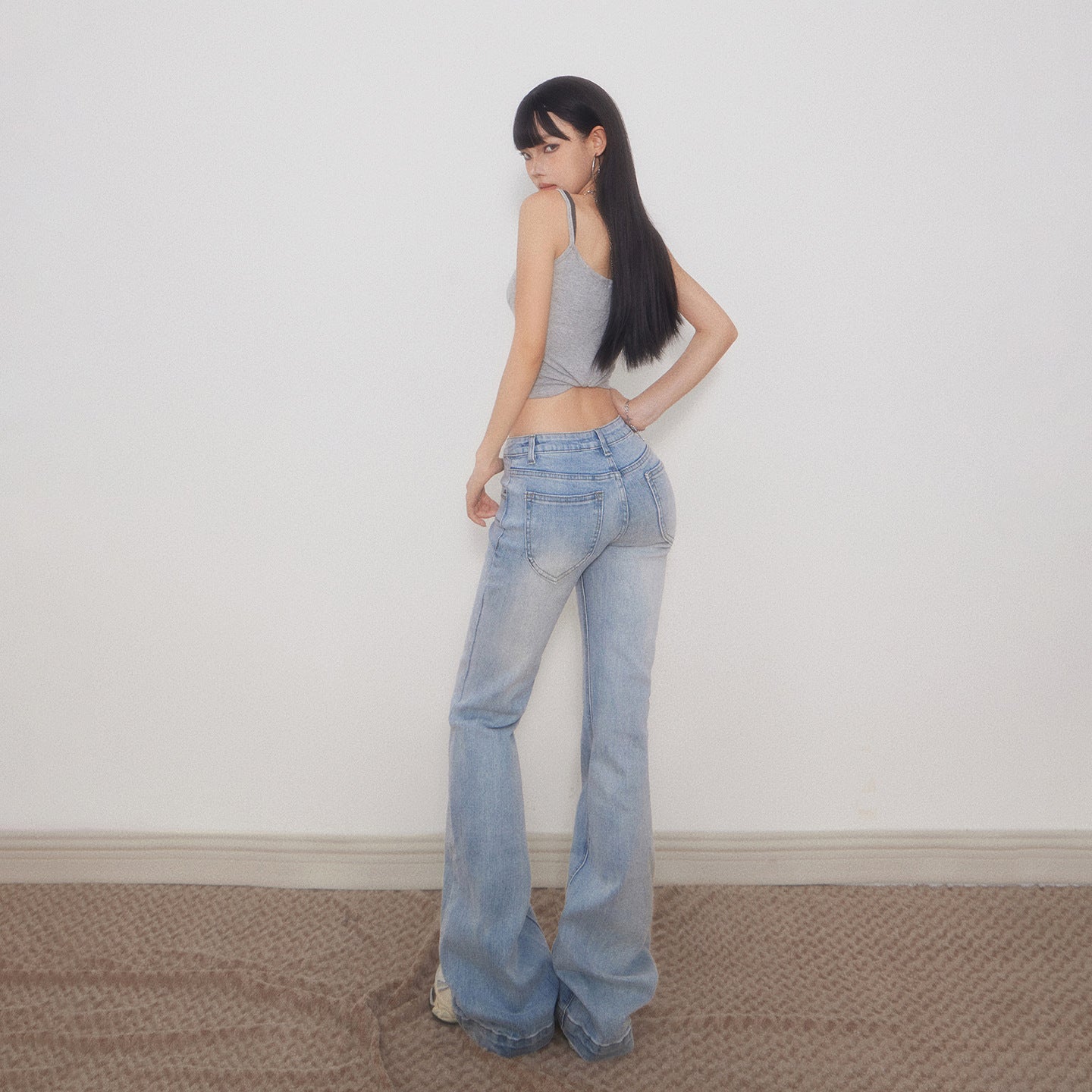 Women's Low Waist Slimming Fitted Trumpet Pants Casual Trousers