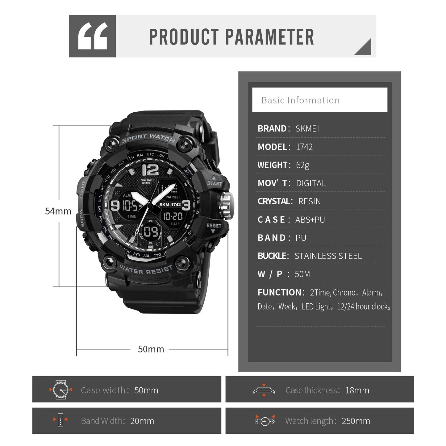 Shockproof Men's Watches - Waterproof Digital Sport Wristwatch
