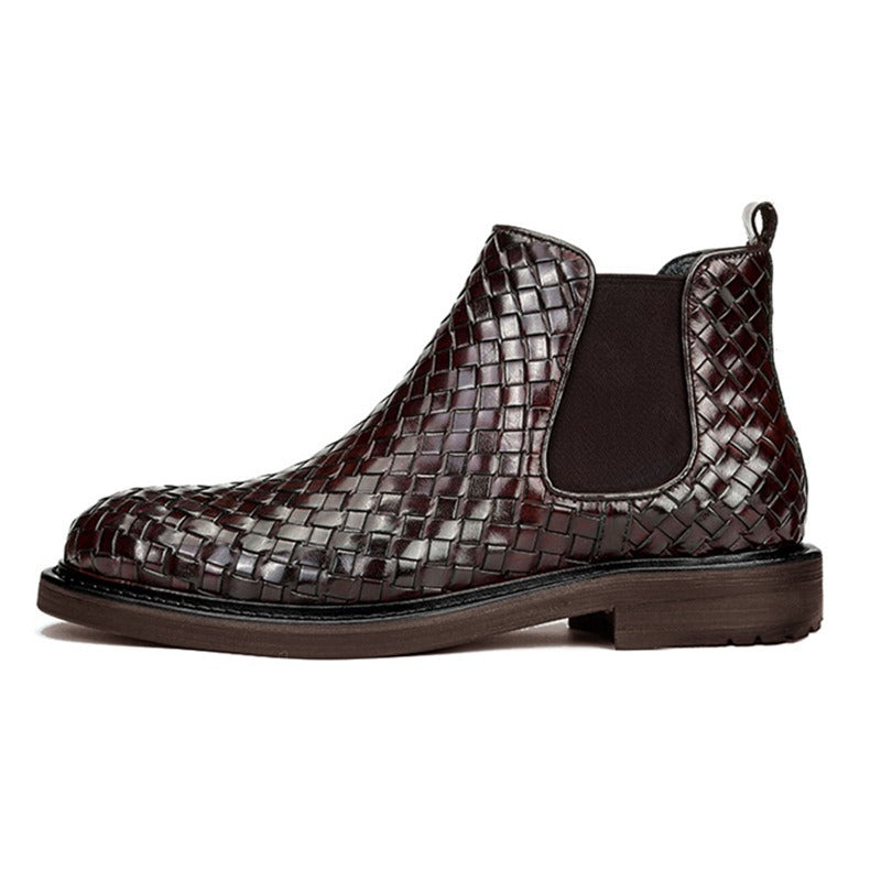 Men's Woven Pattern Short Boots