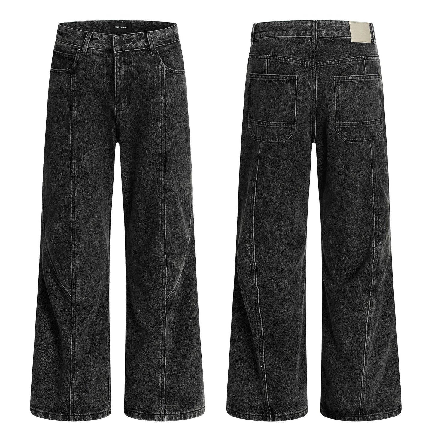 Men's and Women's Water-Washed Faded Flared Denim Pants