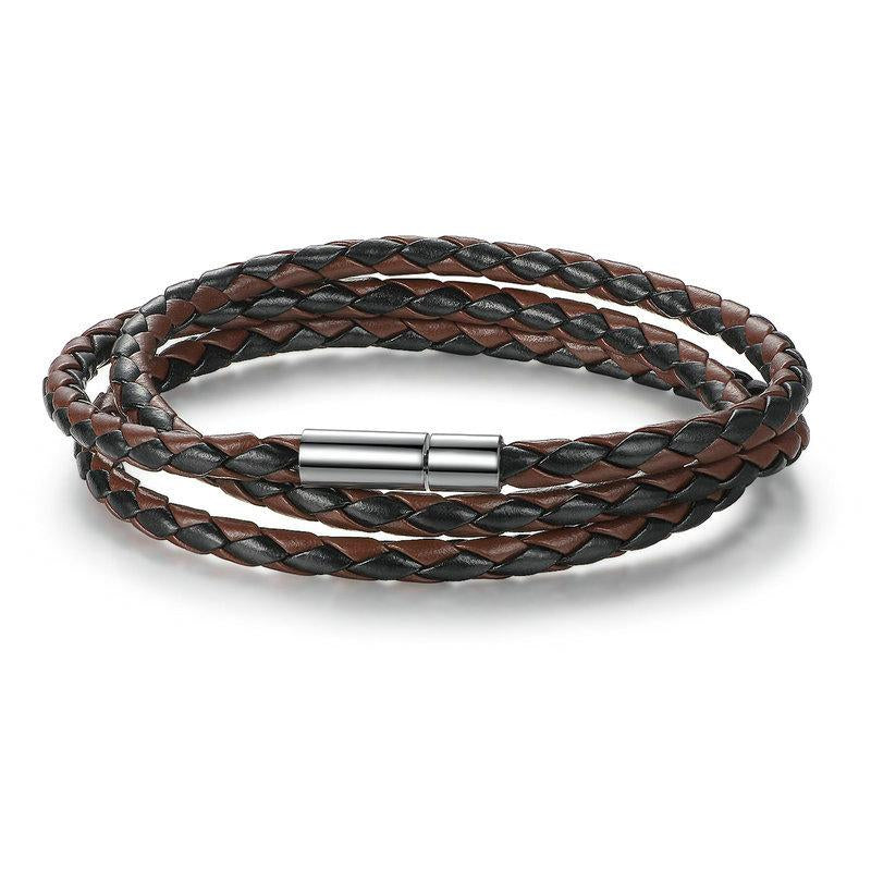 Men's Trendy Leather Bracelet with Magnet Clasp