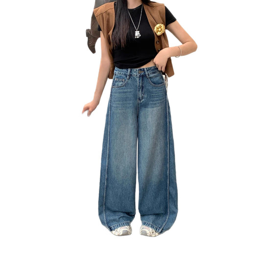 Vintage High Waist Wide-Leg Jeans for Women – Loose Fit Slimming Tall Denim Pants
