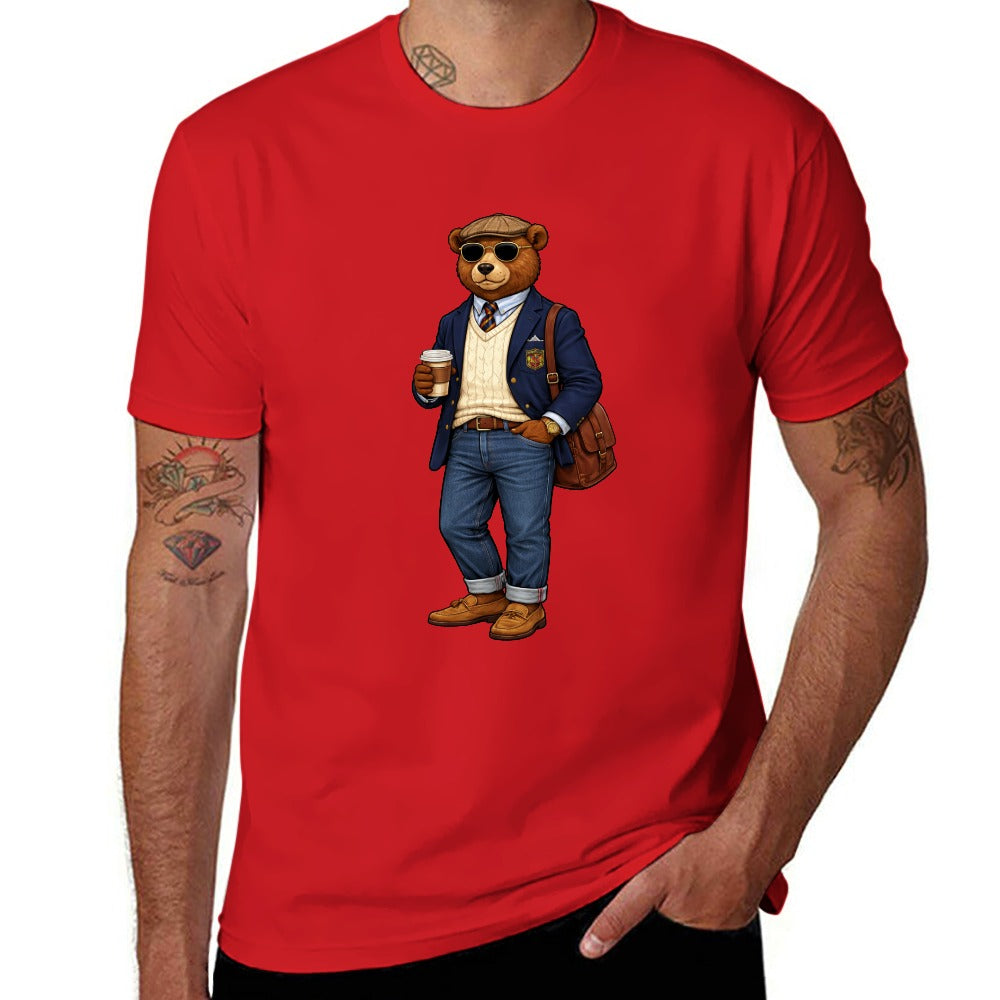 Men's Red Cotton T-Shirt - Oxford Bear