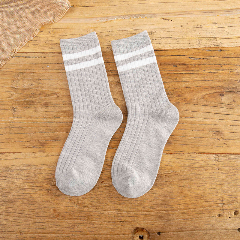 Japanese Cotton Socks - Two Stripe Retro Look