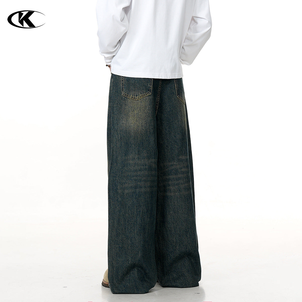 Unisex Street Washed Slim Wide Leg Loose Casual Long Pants