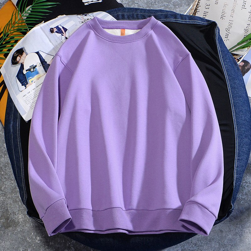 Men's Casual Cotton Fleece Long Sleeve Hoodie Sweatshirt Round Neck Multicolor