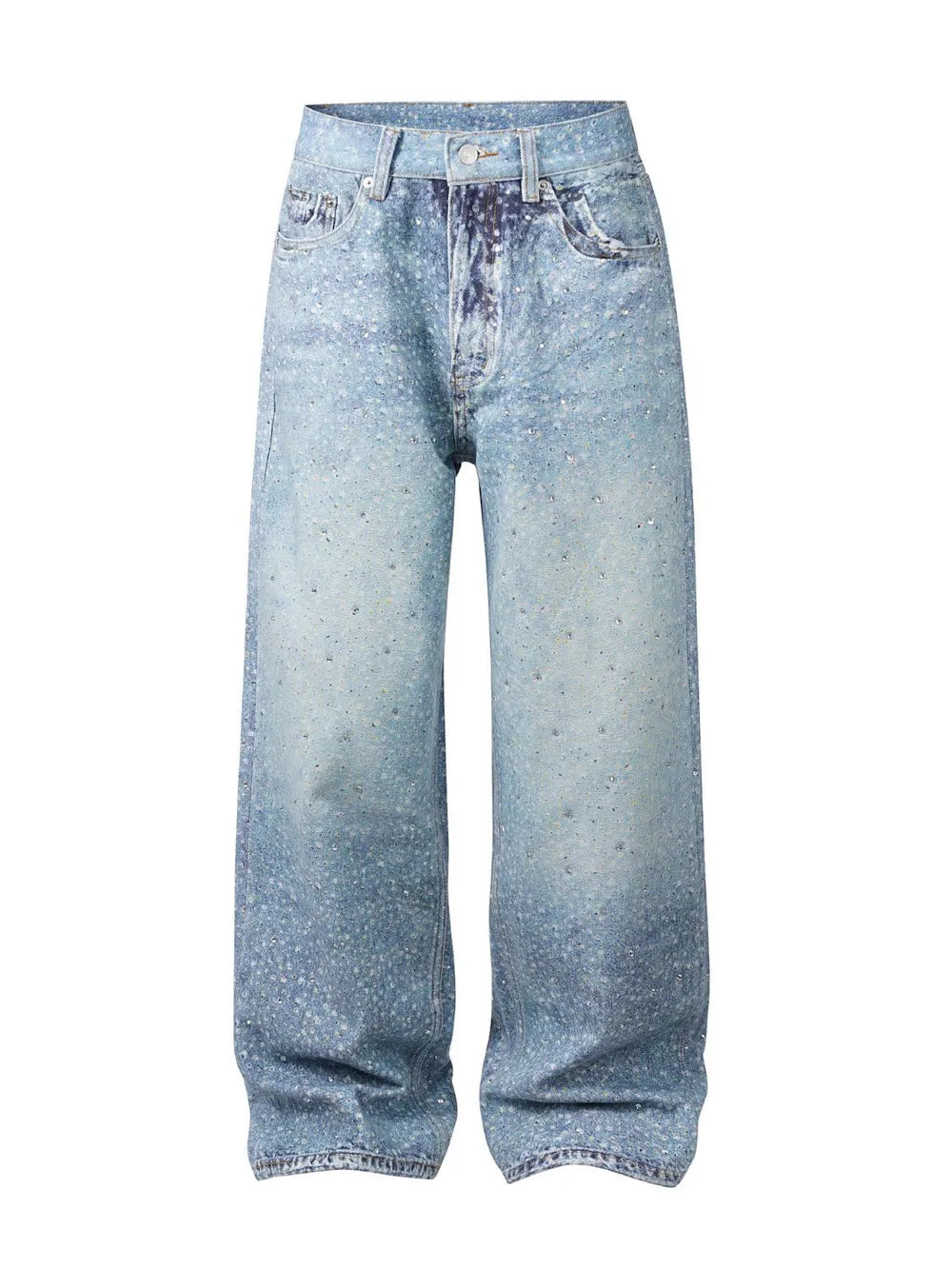 Men's Premium Japanese Denim Jeans with Rhinestone Wash Print