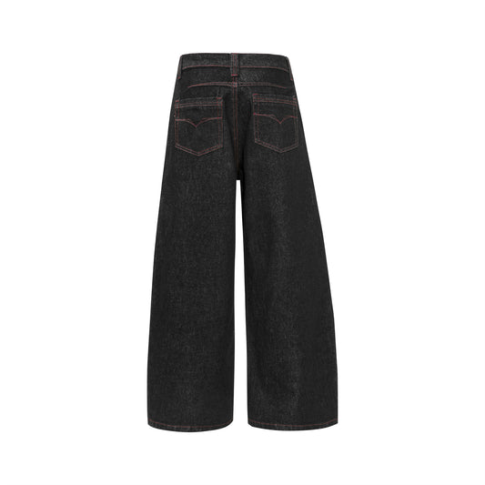Luxury High-Waisted Deconstructed Denim Pants with Buttons