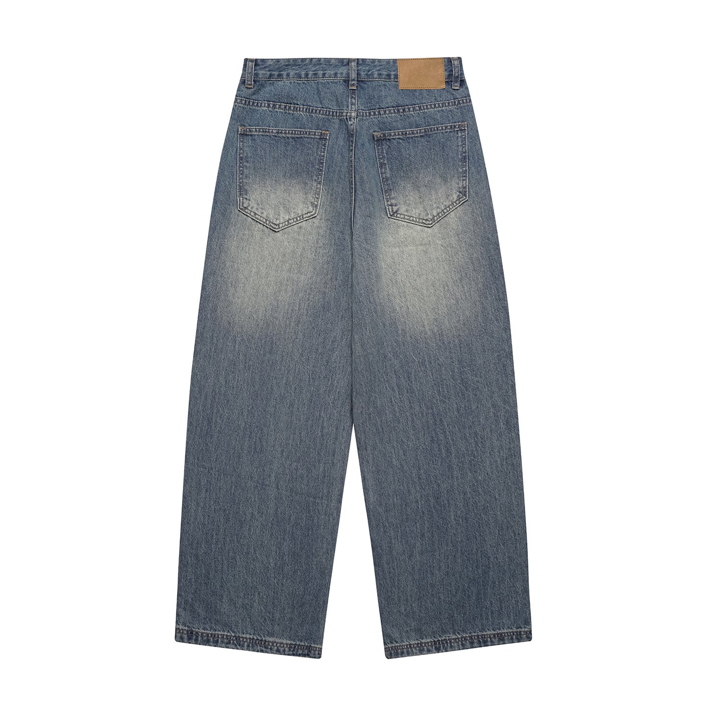 Distressed Denim Wide Leg Pants - Loose Fit Long Trousers for Men