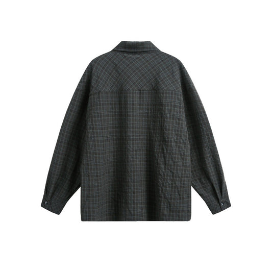 Color Blocked Plaid Long Sleeved Shirt for Men