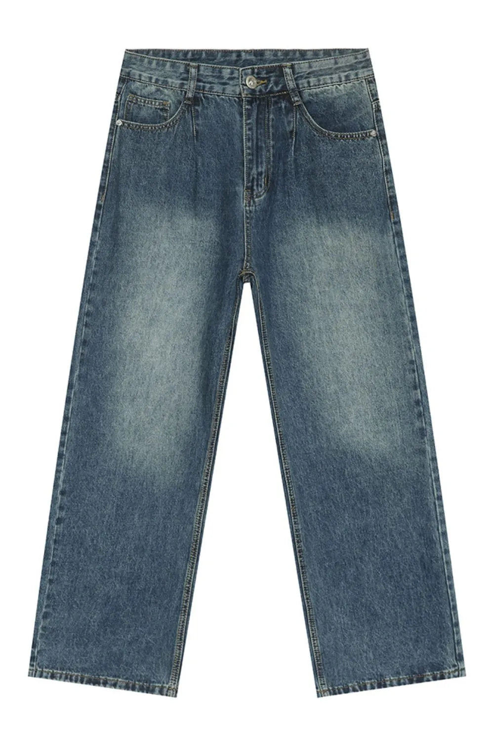 Premium Mid Rise Wide Leg Jeans with Pockets