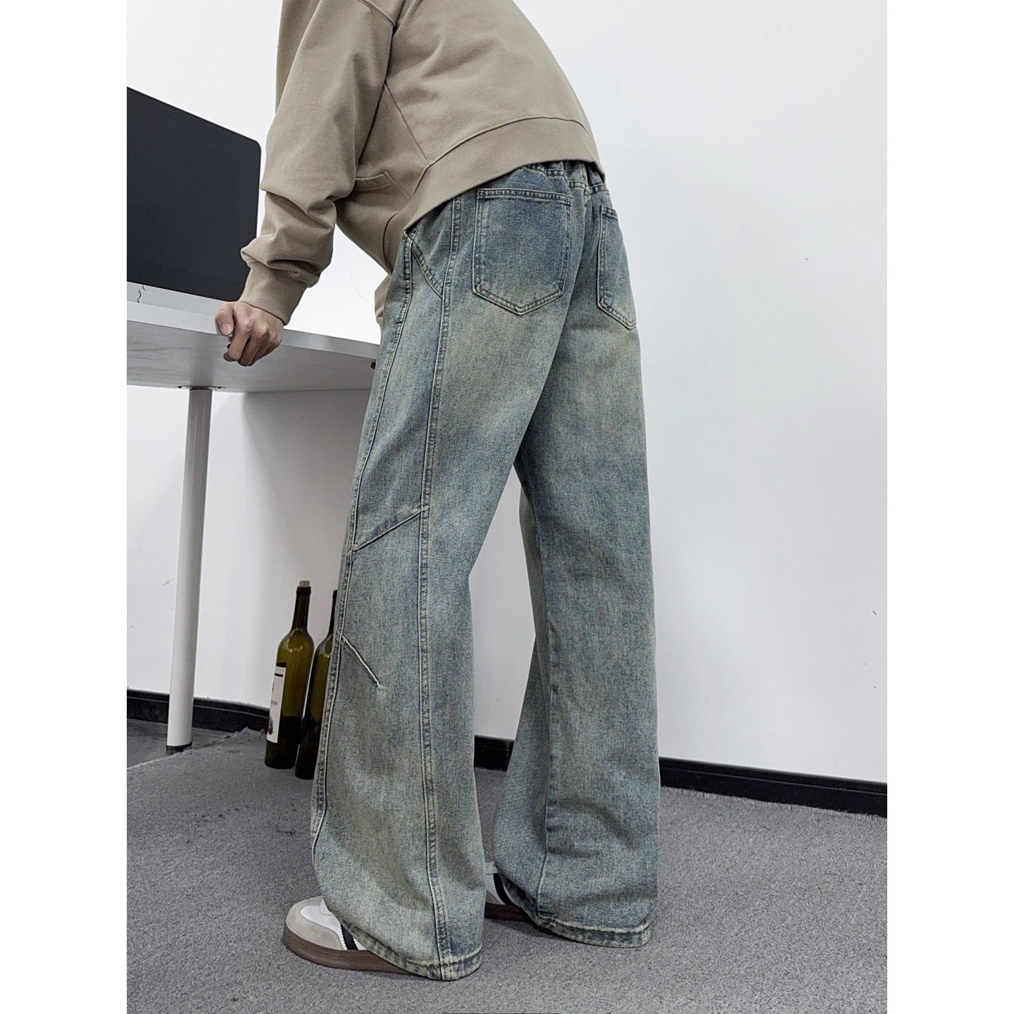 Retro Deconstructed Denim Pants — Catwhisker Washed Finish