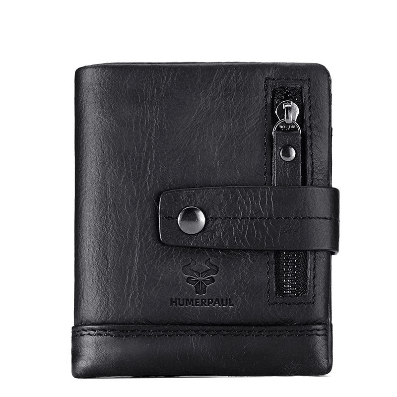 Leather Wallet - Crazy Horse Zipper Buckle