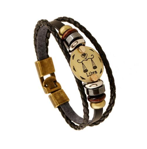 Bronze Alloy Buckles Zodiac Signs Bracelet