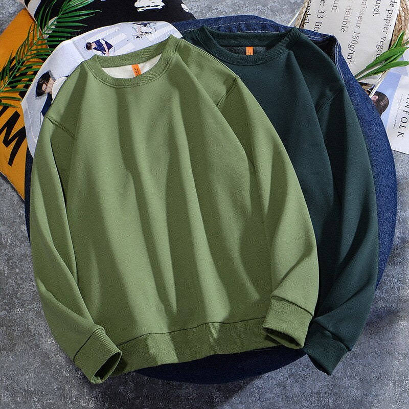 Men's Casual Cotton Fleece Long Sleeve Hoodie Sweatshirt Round Neck Multicolor