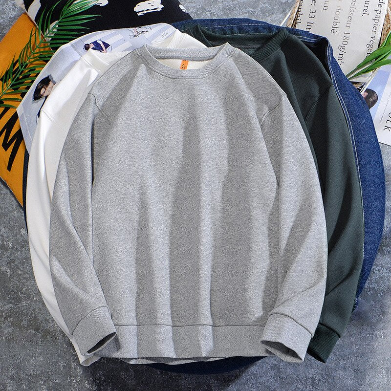 Men's Casual Cotton Fleece Long Sleeve Hoodie Sweatshirt Round Neck Multicolor