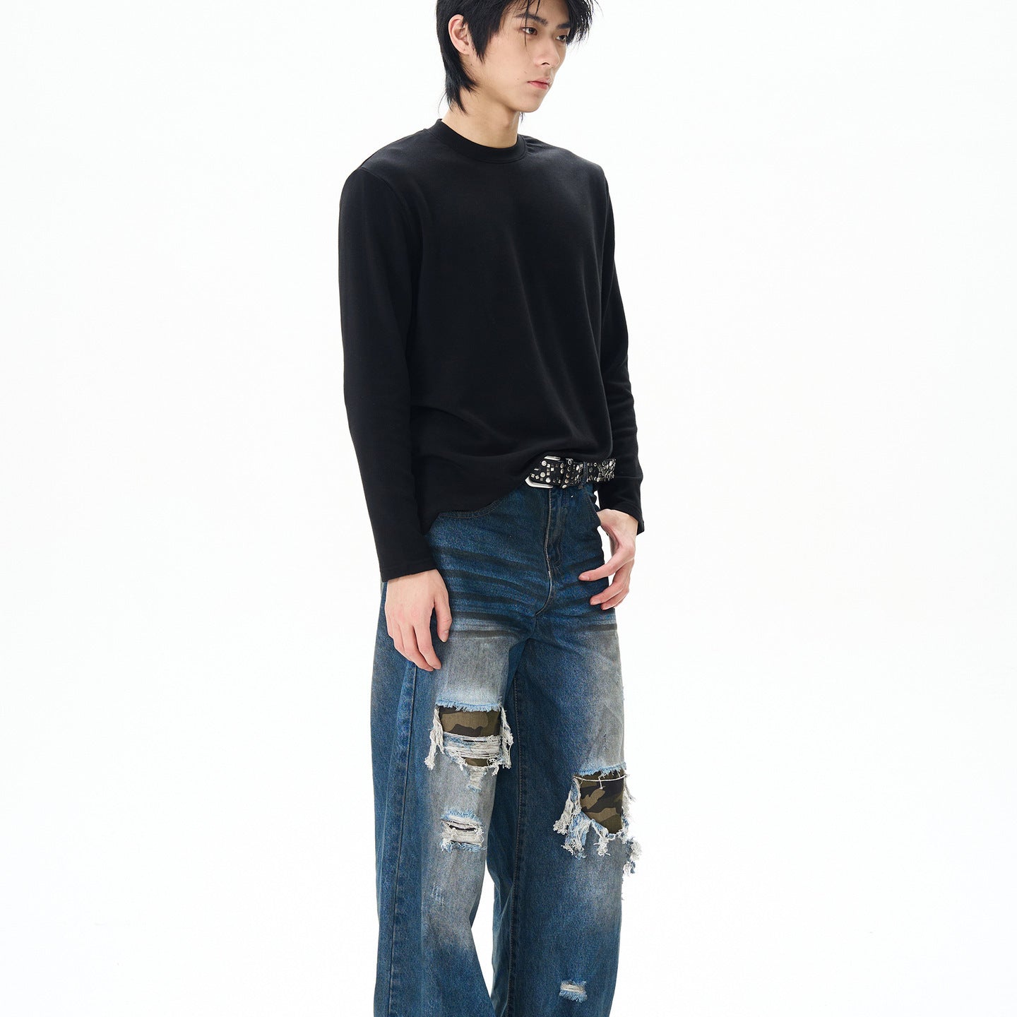 High-End Cool Camouflage Pants with Flared Wide Leg Design