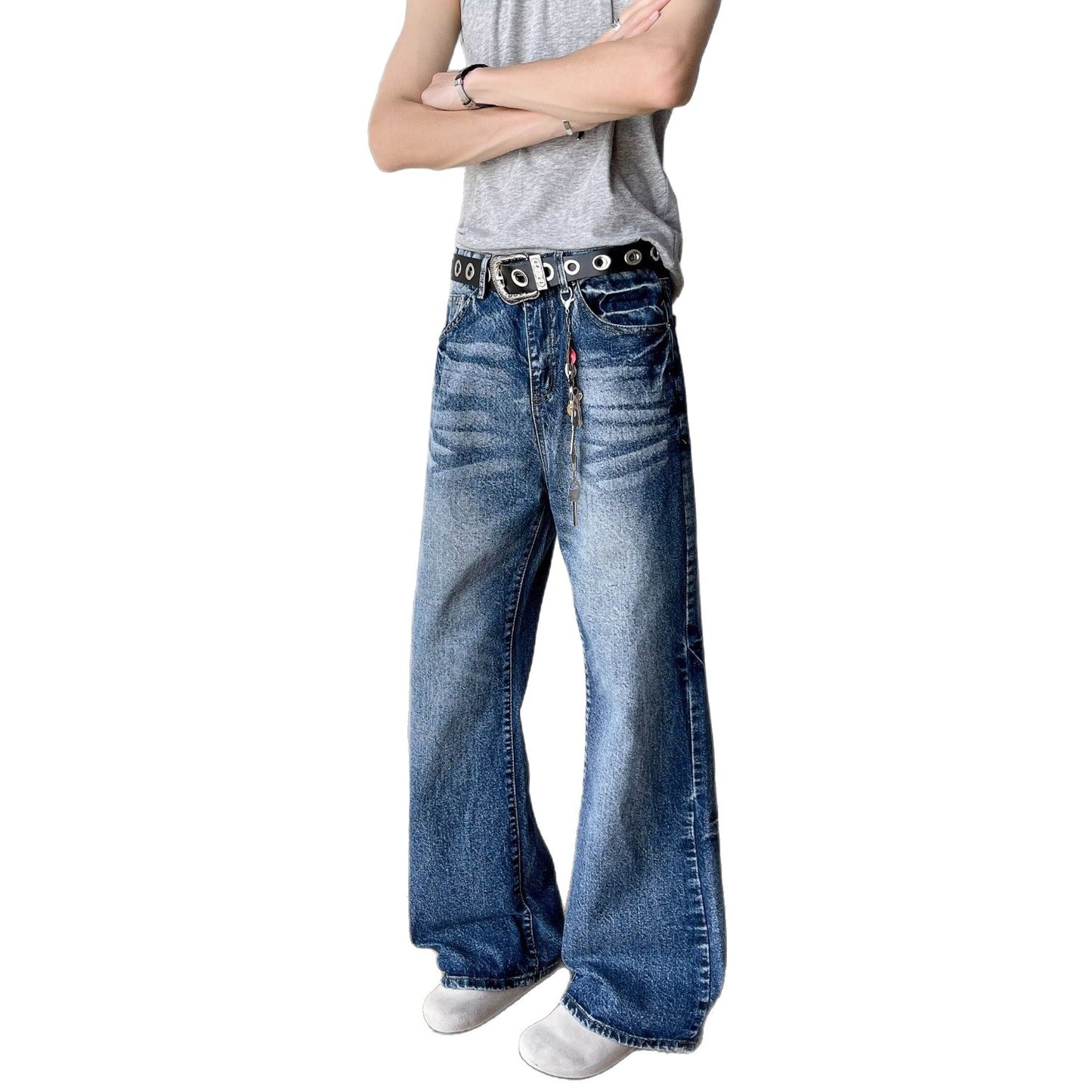 Men's Straight Leg Loose Slightly Flared Long Jeans