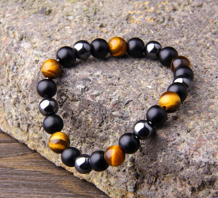 Tiger's Eye Obsidian Hematite Elastic Bracelet