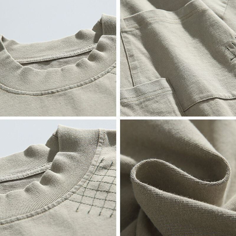 Washed and Worn Casual Round Neck T-Shirts